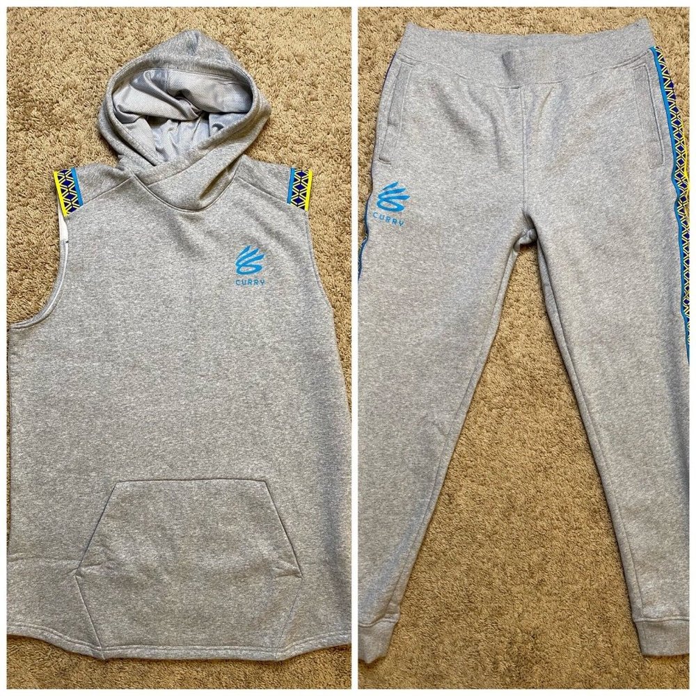 Under Armour Curry 2-Pcs Fleece Sleeveless Hoodie And Pants Size XLarge-Tall